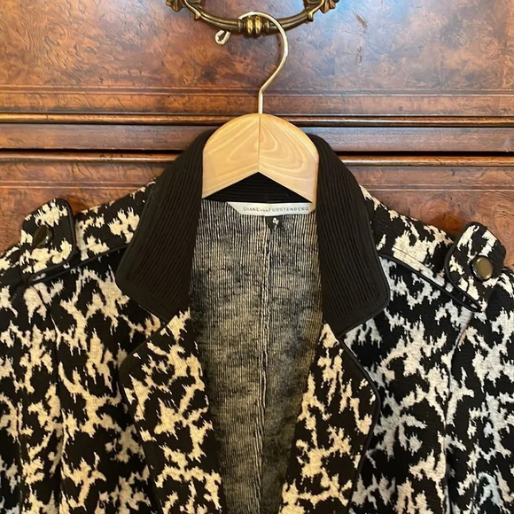 DIANE Von Furstenberg Eleanora black and white wool and cotton jacket - Picture 6 of 13